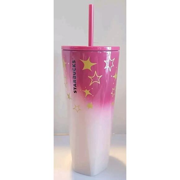 Starbucks Christmas Holiday 2024 Pink & Gold Stars Stainless-Steel Venti Tumbler - Picture 7 of 7